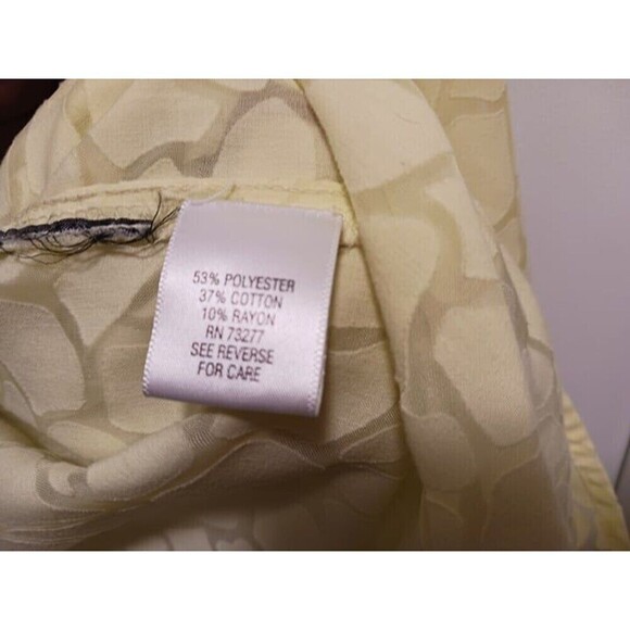 Dana Buchman Womens Button Up Yellow Shirt Long Sleeve Lace Inset Size L - Picture 4 of 4